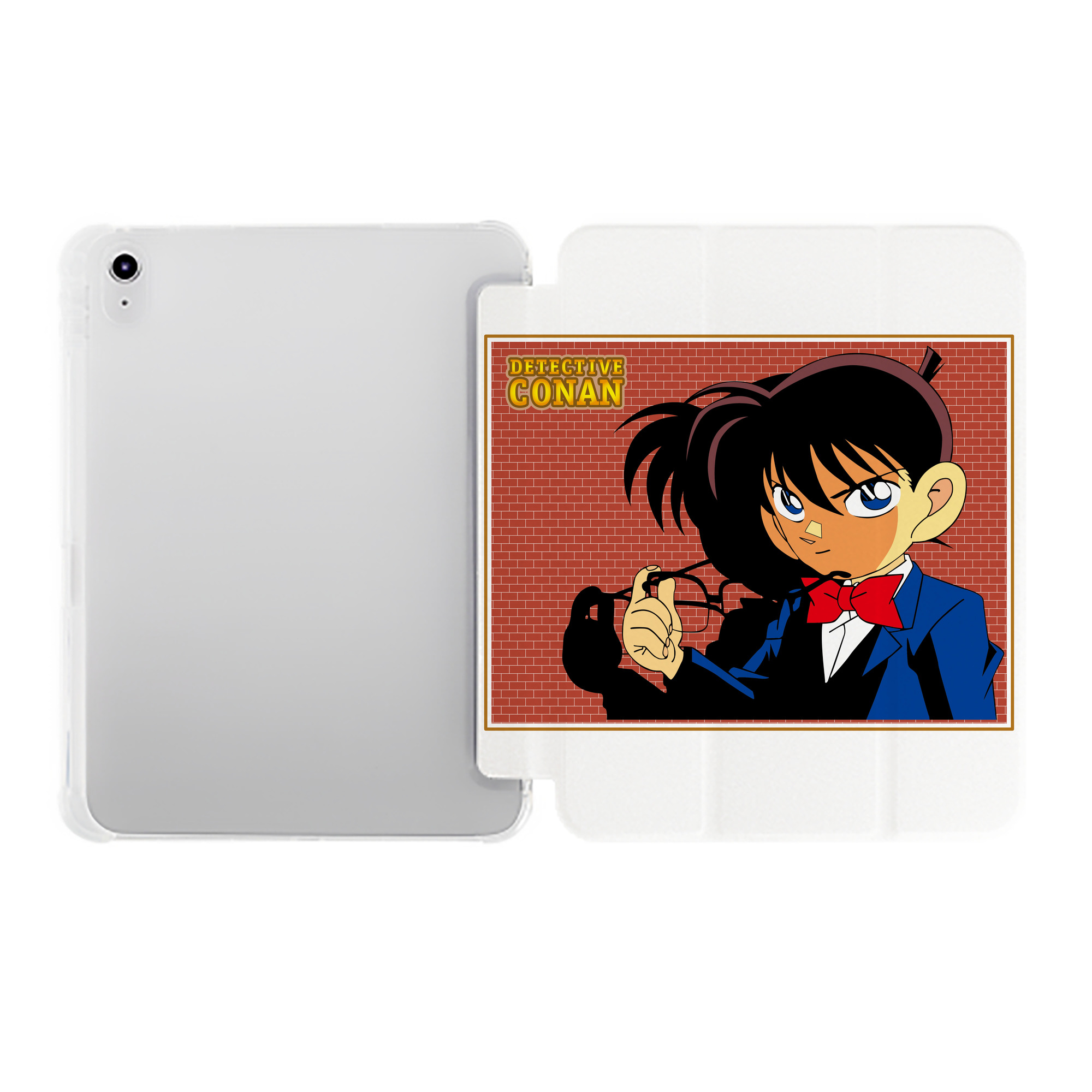 （画像用） 名探偵コナン 江戸川 コナン Detective Conan Conan Edogawa IPad ケース ペン収納付き 三つ折りスタンド PUレザー×シリコン 対応機種9.5/10.5/10.9インチ